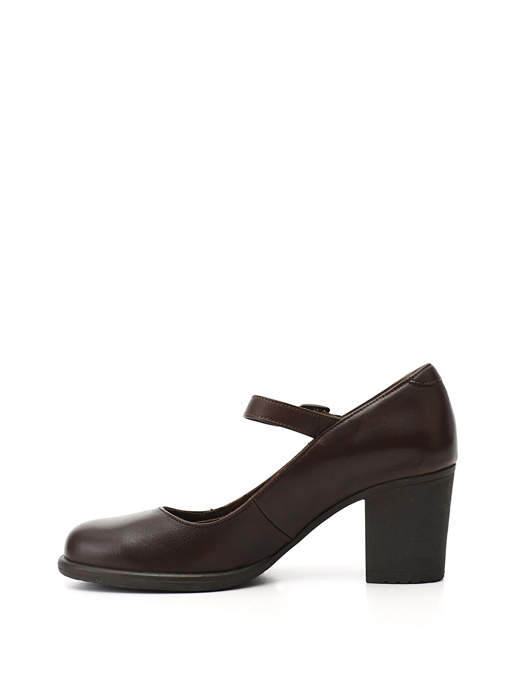 Kahverengi Kadın TÜTÜN KAHVE Kalın Topuklu Mary Jane Hakiki Deri Ayakkabı-2