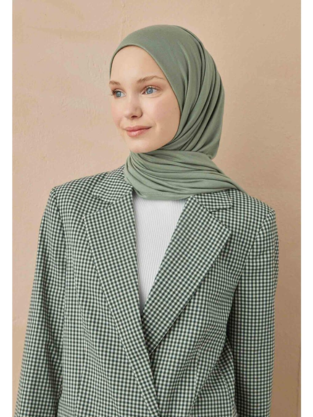 Yeşil Penye Şal Mınt-3