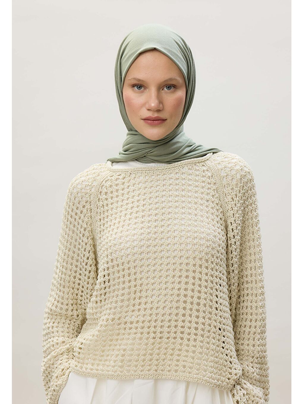 Yeşil Penye Şal Mınt-4