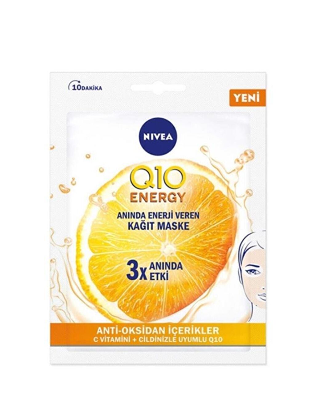 NIVEA Şeffaf Energy Anti-Oksidan Etkili Cilt Ile Uyu mlu Q10 Ve C Vitamini Kağıt Maske 1 Adet, Yüz Maskesi - 1