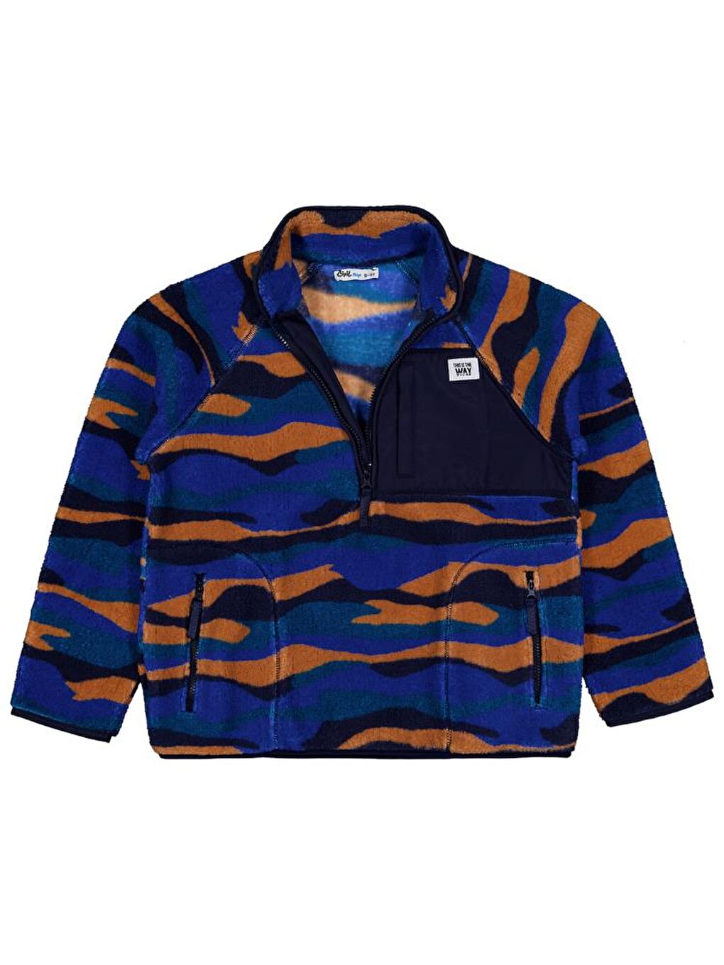 Mavi Boys Karışık Dalga Desenli 10-13 Yaş Sweatshirt-1