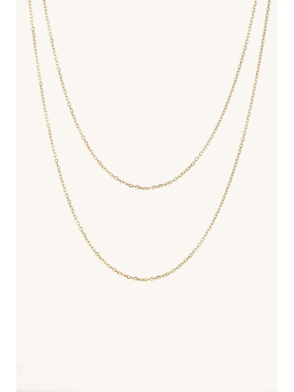 New Obsessions Sarı İnce Zincirli Gold Düet Kolye - 1
