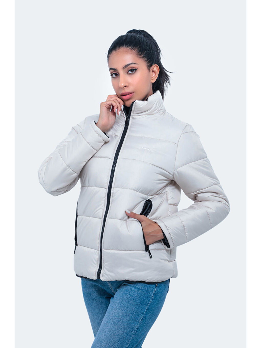 Bej NETWORK Kadın Mont Kaban Taş Gri