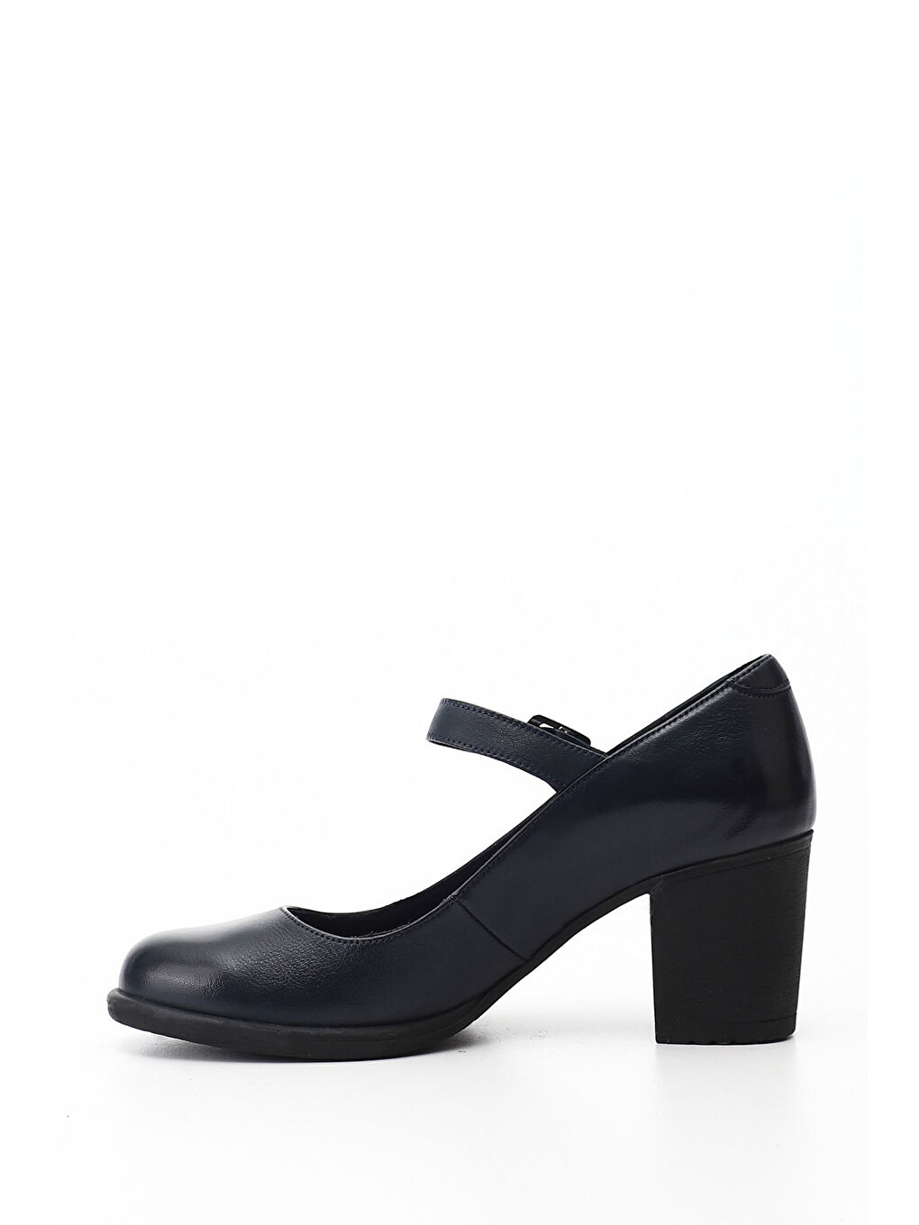 Lacivert Kadın AÇIK LACİVERT Kalın Topuklu Mary Jane Hakiki Deri Ayakkabı-2