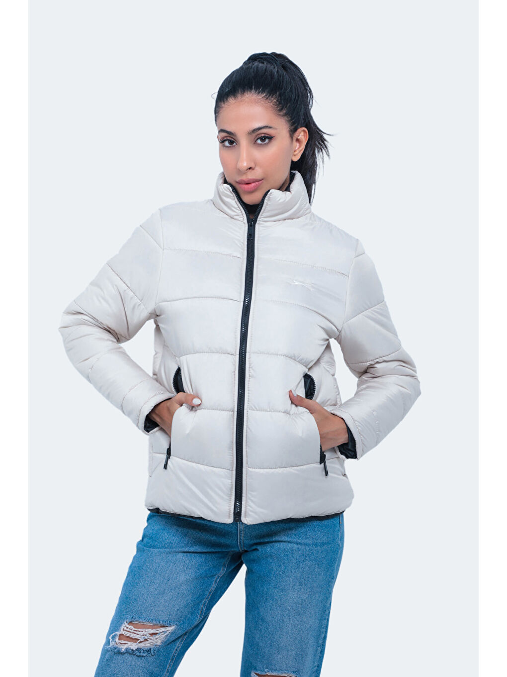 Bej NETWORK Kadın Mont Kaban Taş Gri-1