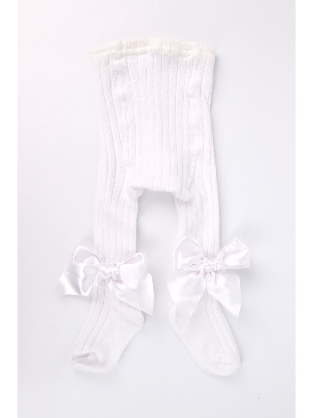 Beyaz Fiyonk Fitilli Kız Çocuk Külotlu Çorap-1