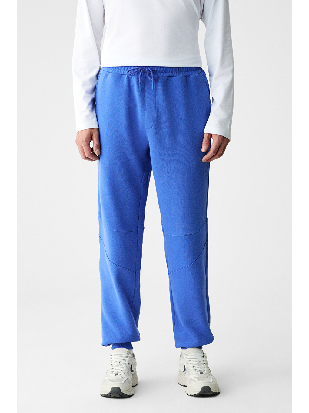 Mavi Lıncoln Erkek Regular Fit Parçalı Nakışlı Polarsız Saks Eşofman Altı-1