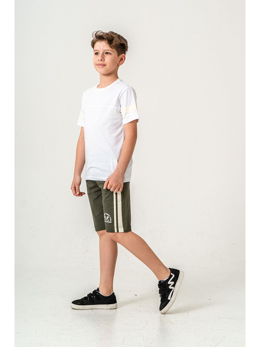 Haki Champions Tennis Club Casual Division Baskılı  Erkek Çocuk Şort - Tişört Takımı-2