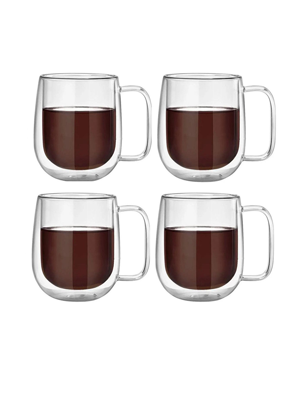 Renksiz Çift Cidarlı Borosilikat Cam Kupa 300 ml 4 Adet 2769