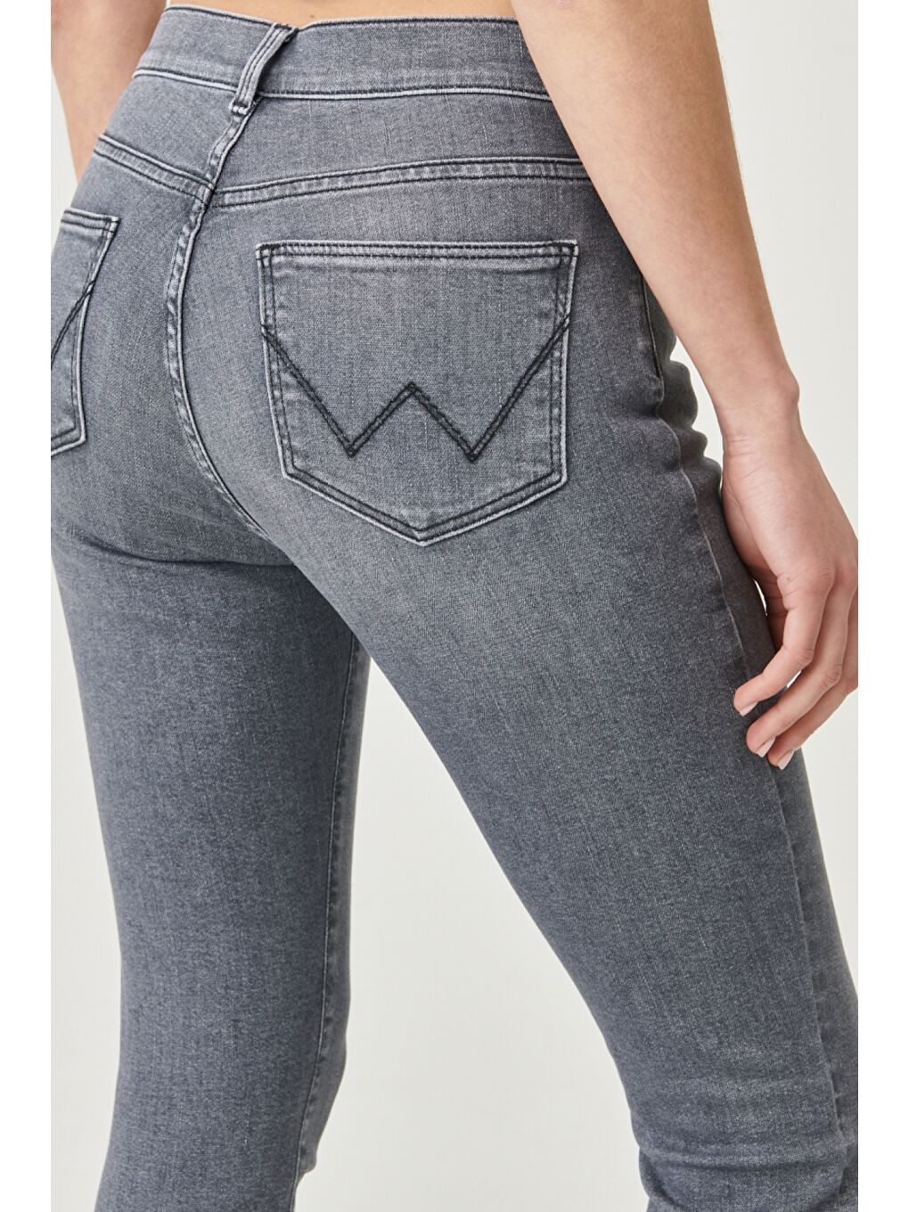 Gri High Rise Skinny Fit Denim Esnek Yüksek Bel Jean Jean Pantolon-5