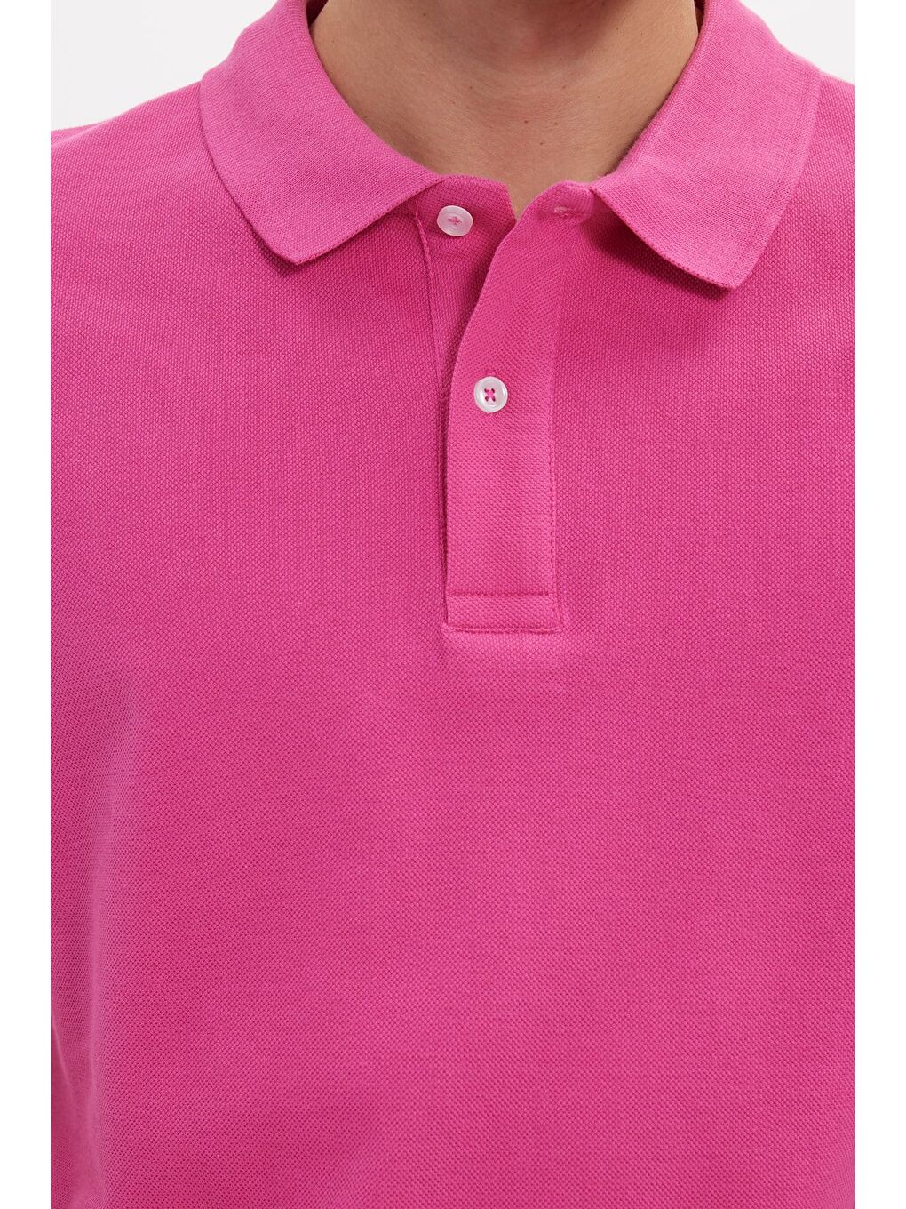 Erkek Slim Fit Dar Kesim %100 Pamuk Kısa Kollu Polo Yaka Pembe Tişört-3