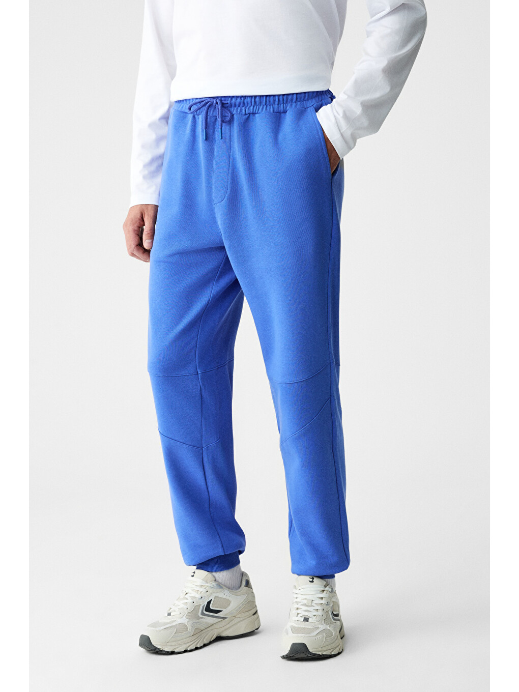 Mavi Lıncoln Erkek Regular Fit Parçalı Nakışlı Polarsız Saks Eşofman Altı-2