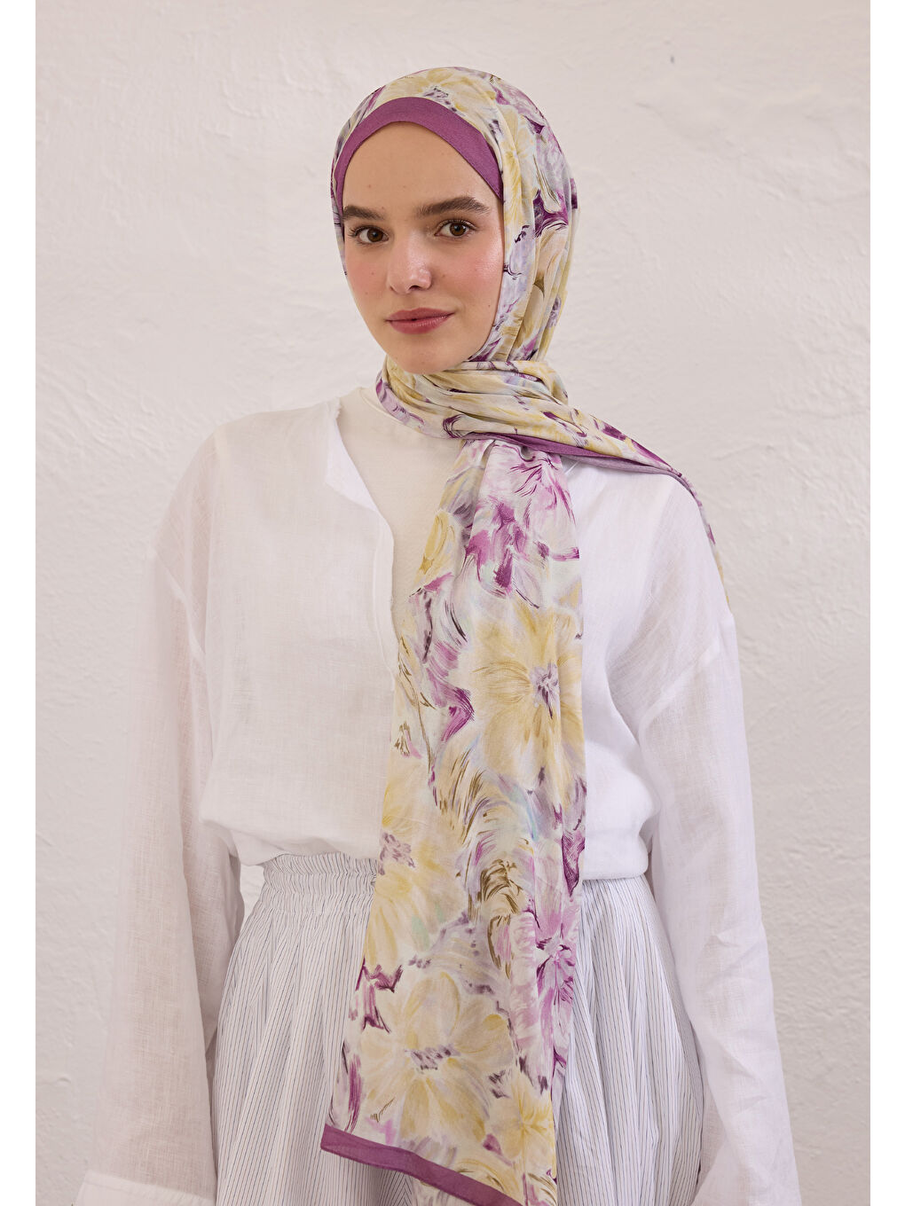 Pure Flora Desen Rami Şal Mürdüm