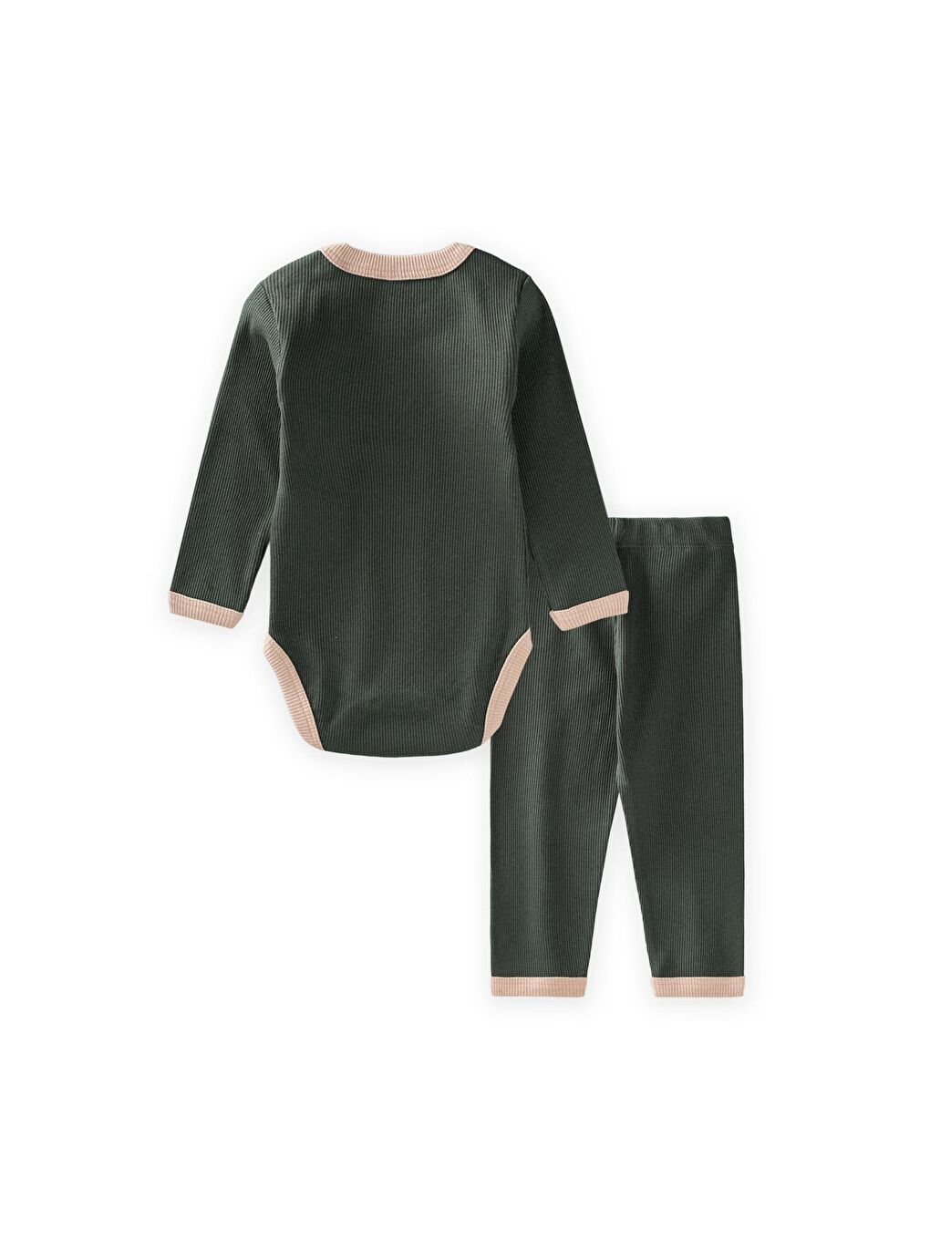 Nakışlı Uzun Kollu Zıbın Takım 0-3 Yaş Haki Yeşil-1