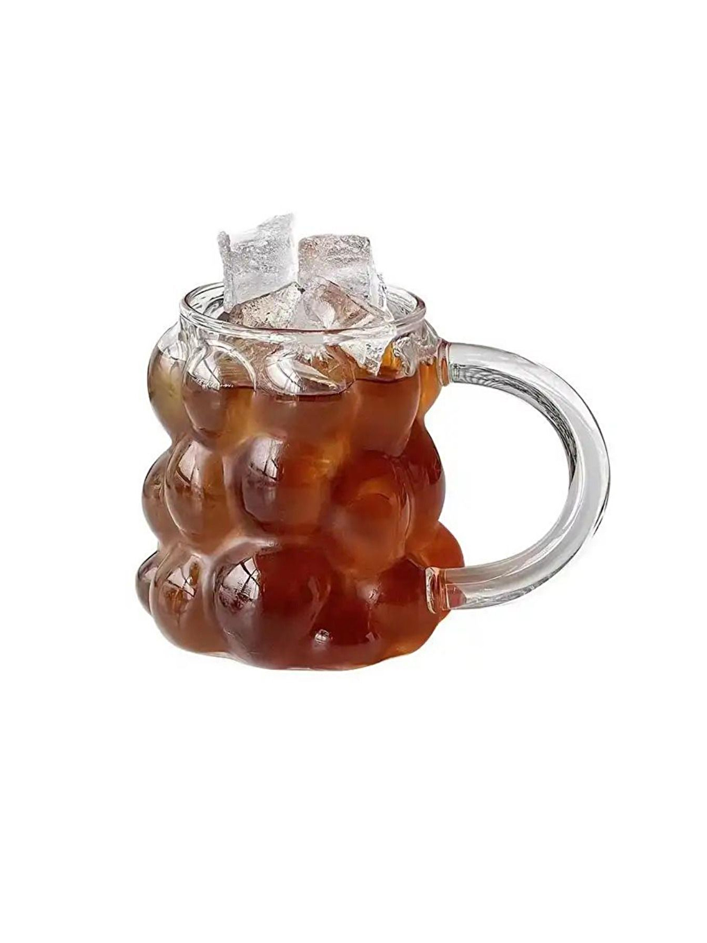 Renksiz 350 ml Üzüm Tasarımlı Borosilikat Cam Kupa Bardağı 3 Adet - 2430-7