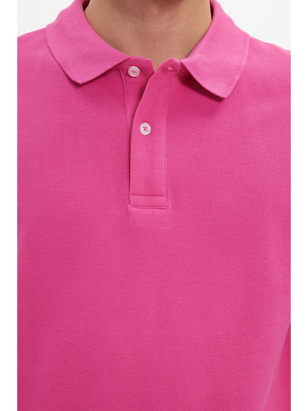 Erkek Slim Fit Dar Kesim %100 Pamuk Kısa Kollu Polo Yaka Pembe Tişört-4