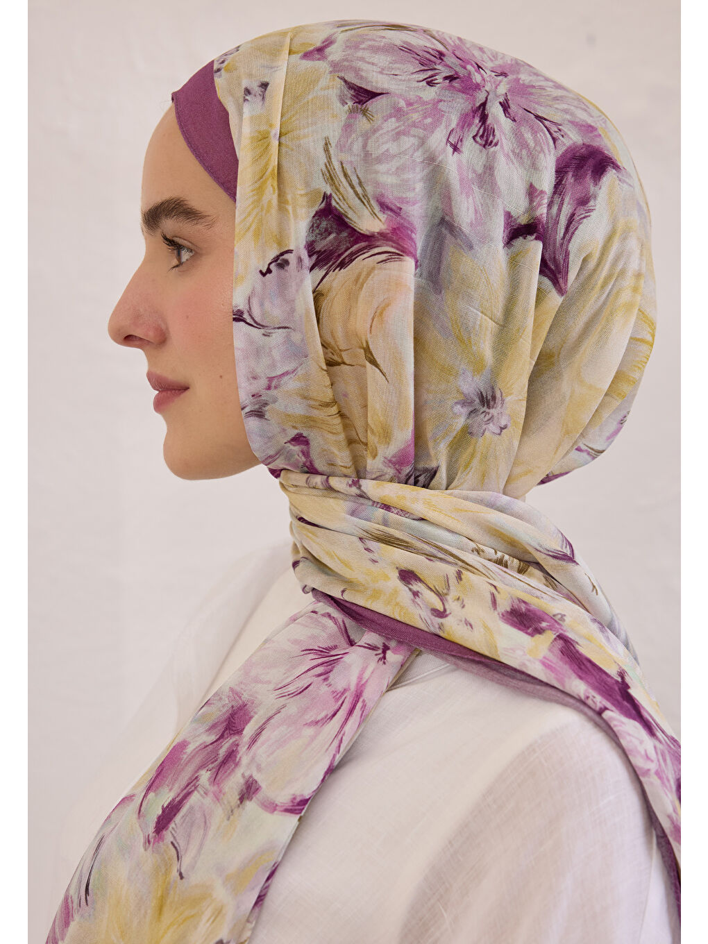 Pure Flora Desen Rami Şal Mürdüm-3