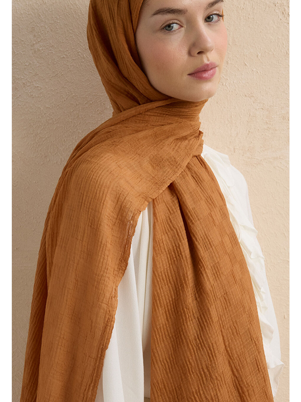 Kahverengi Modal Damalı Şal Tarçın-3