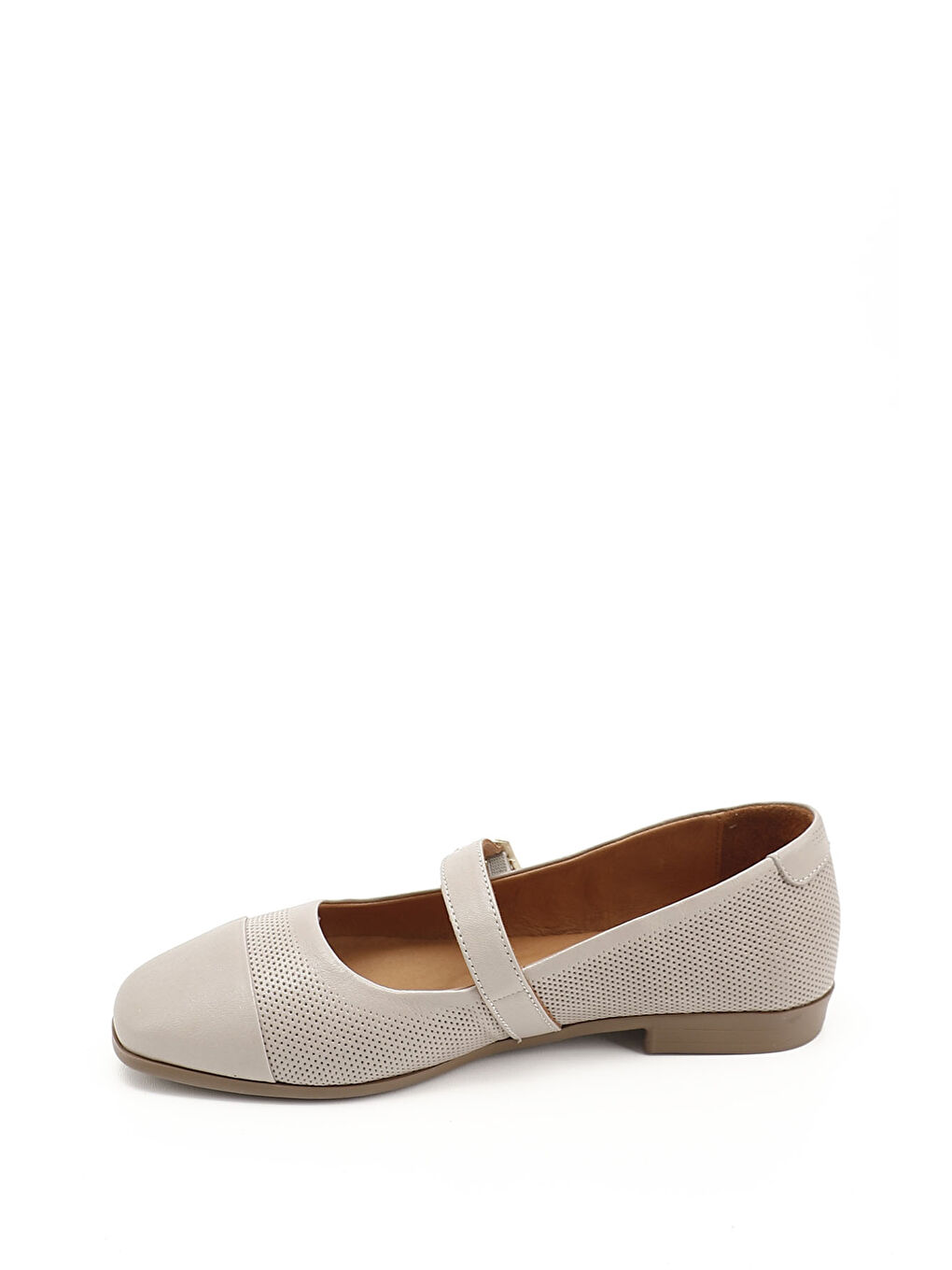 Bej Kadın BEJ-CAMEL Baskılı Hakiki Deri Babet-1