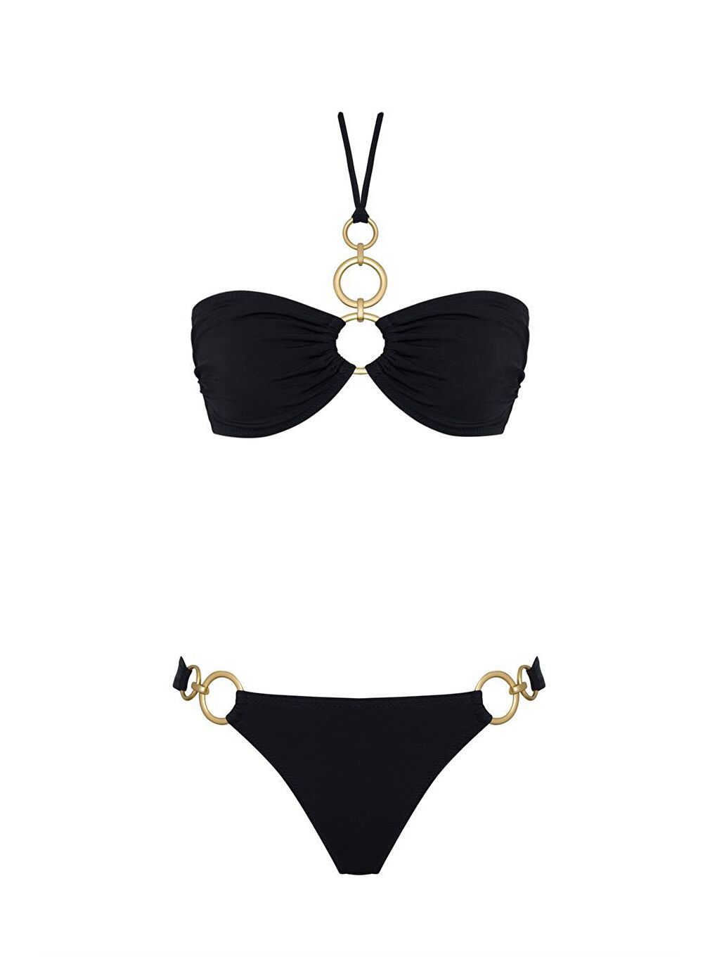 SAILOR moda Siyah Straplez Aksesuarlı Bikini Takım