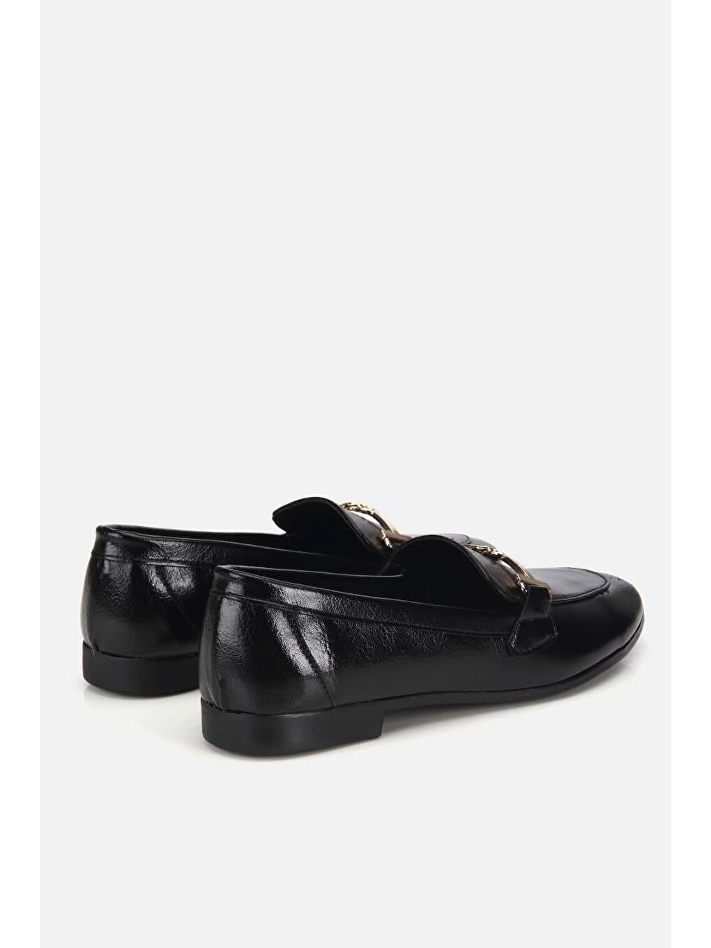 Kadın Siyah Rugan Gold Tokalı  Loafer-2