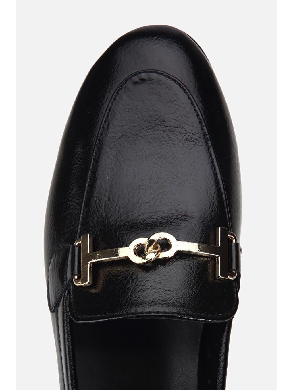 Kadın Siyah Rugan Gold Tokalı  Loafer-4