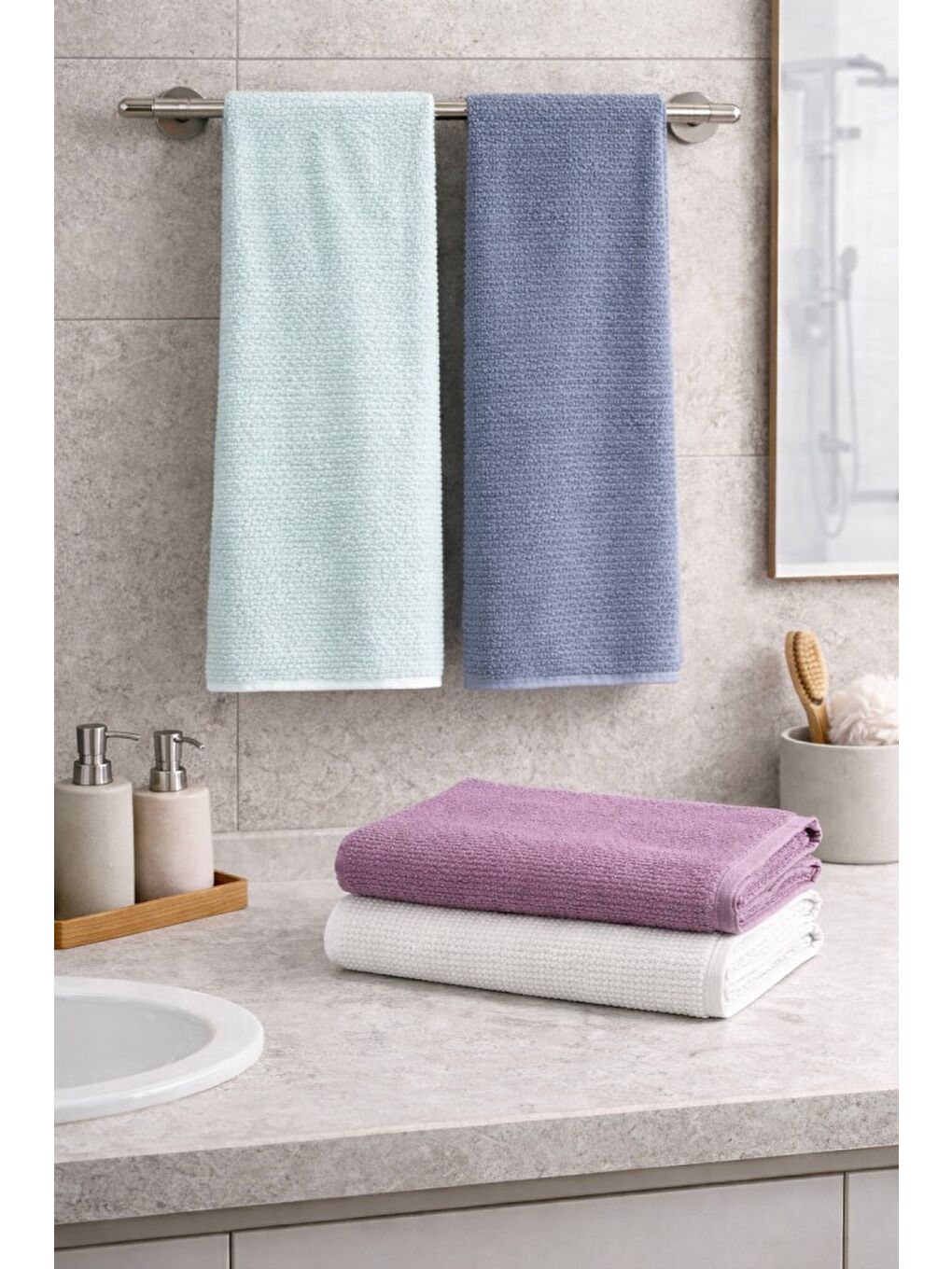 Karışık 4’lü 50x90 El Yüz Havlusu Seti Yumuşak Dokulu Emici Banyo Havlusu