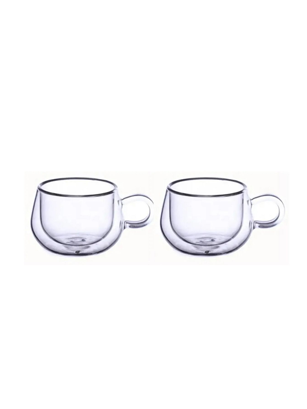 Renksiz Çift Cidarlı 200 ml Kulplu Cam Bardak  2 Adet 2673-1