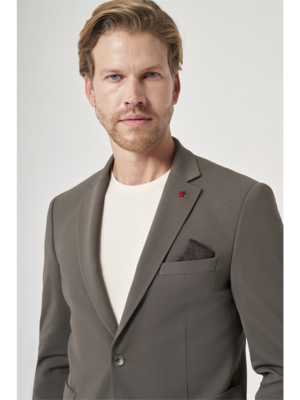 Haki Mono Yaka 6 Drop Slim Fit Beli Lastikli Takım Elbise 1001260194-3