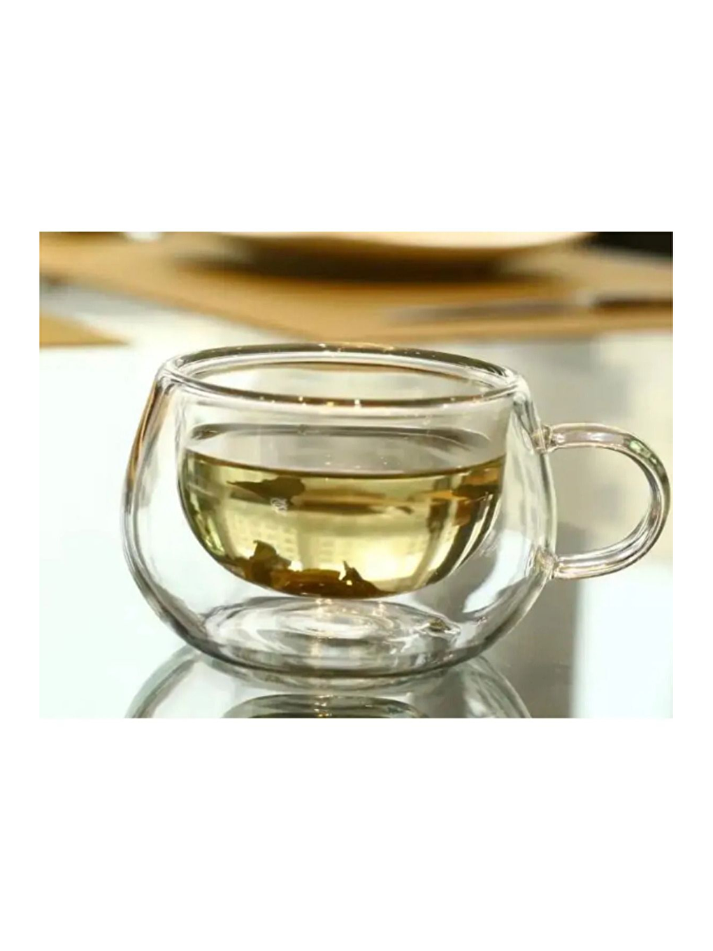 Renksiz Çift Cidarlı 200 ml Kulplu Cam Bardak  2 Adet 2673-2