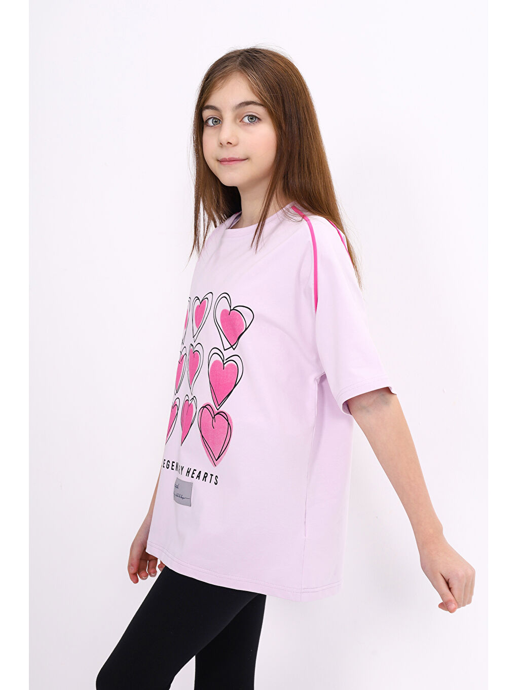 Lila Kız Çocuk Baskılı Tişört-2