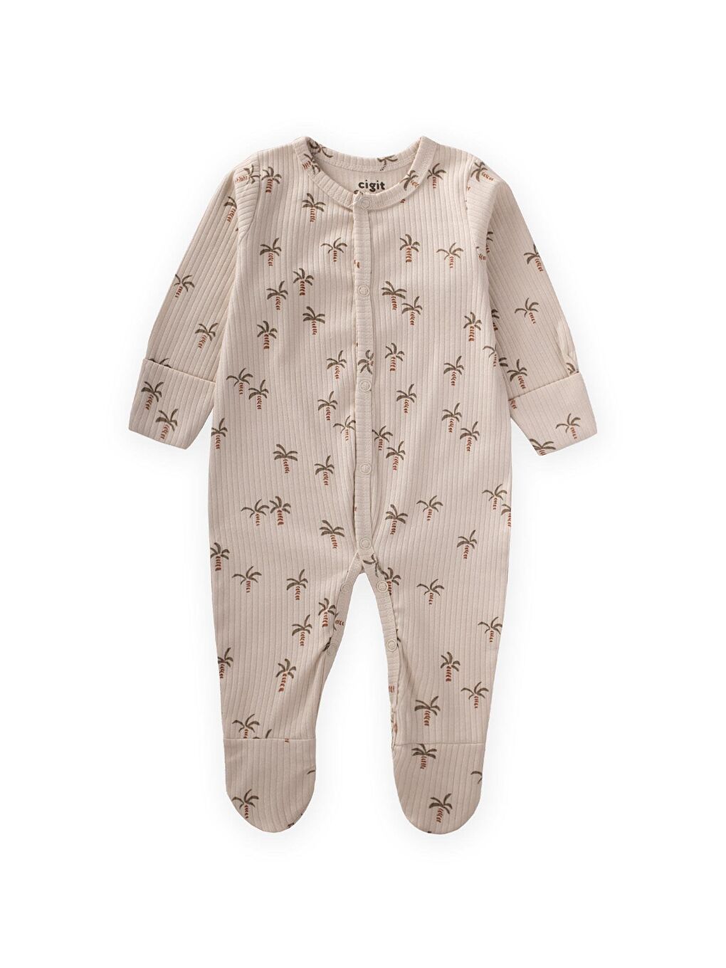 Yeşil Erkek Çocuk Kendinden Eldivenli Desenli Tulum