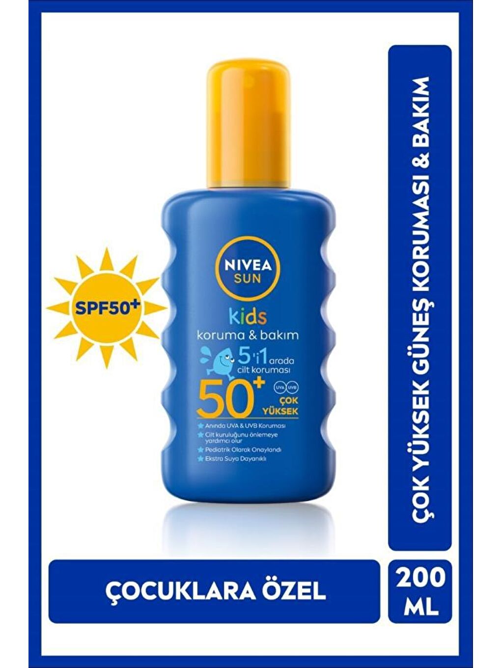 NIVEA Şeffaf Sun SPF 50+ Koruma & Bakım Çocuk Güneş Kremi 200 ml Sprey, Çok Yüksek Güneş Koruyucu