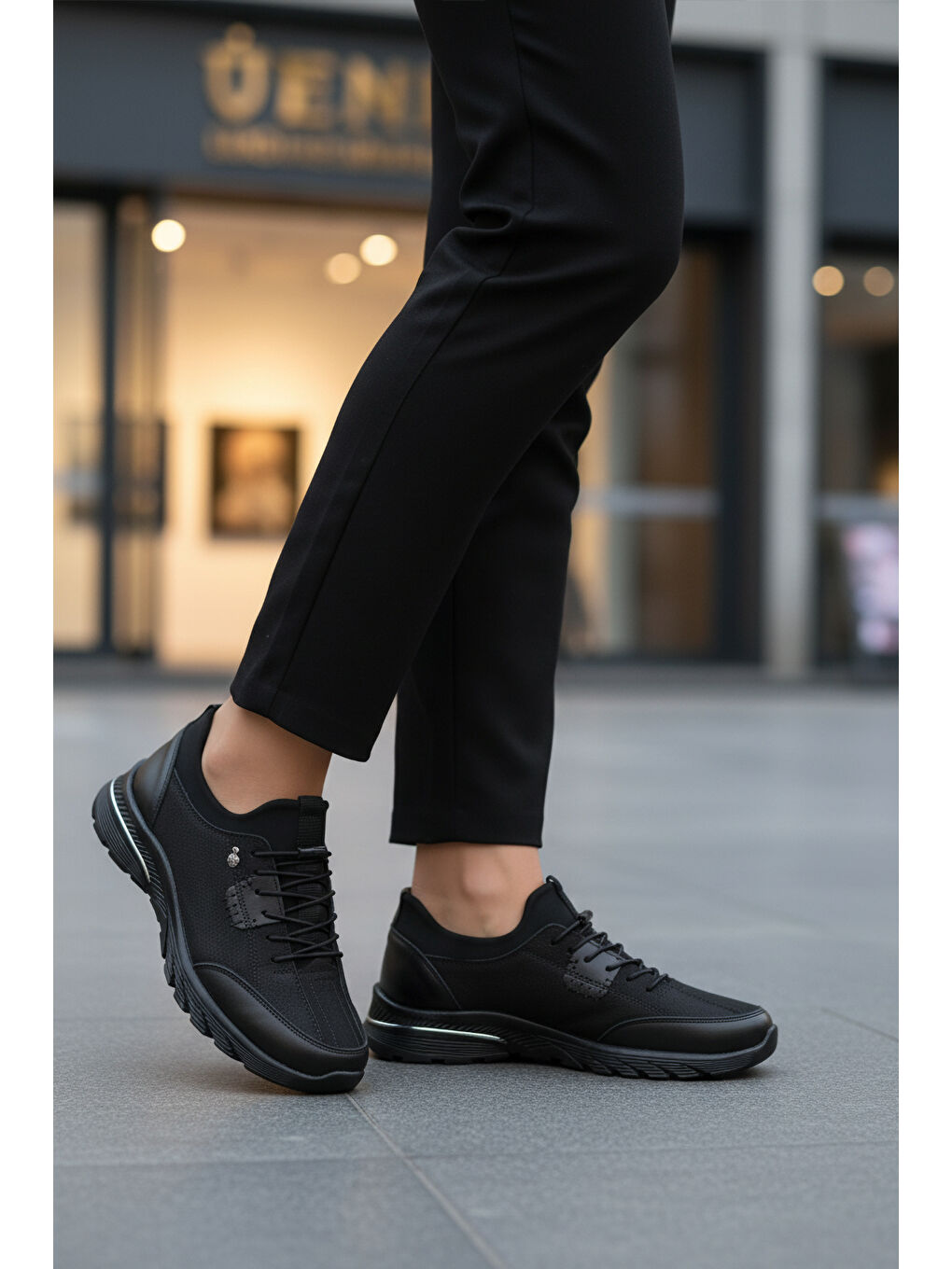 Siyah Nubuk Hakiki Deri Anatomik Kadın Casual Ayakkabı PLV061 Z-2