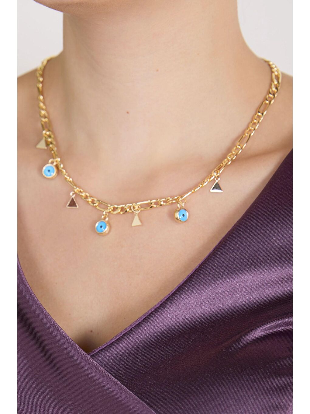 Kadın Sarı Nazar Boncuklu Kolye - 23196