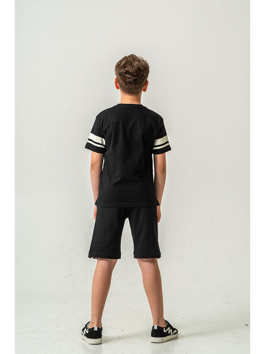 Siyah Champions Tennis Club Casual Division Baskılı  Erkek Çocuk Şort - Tişört Takımı-3