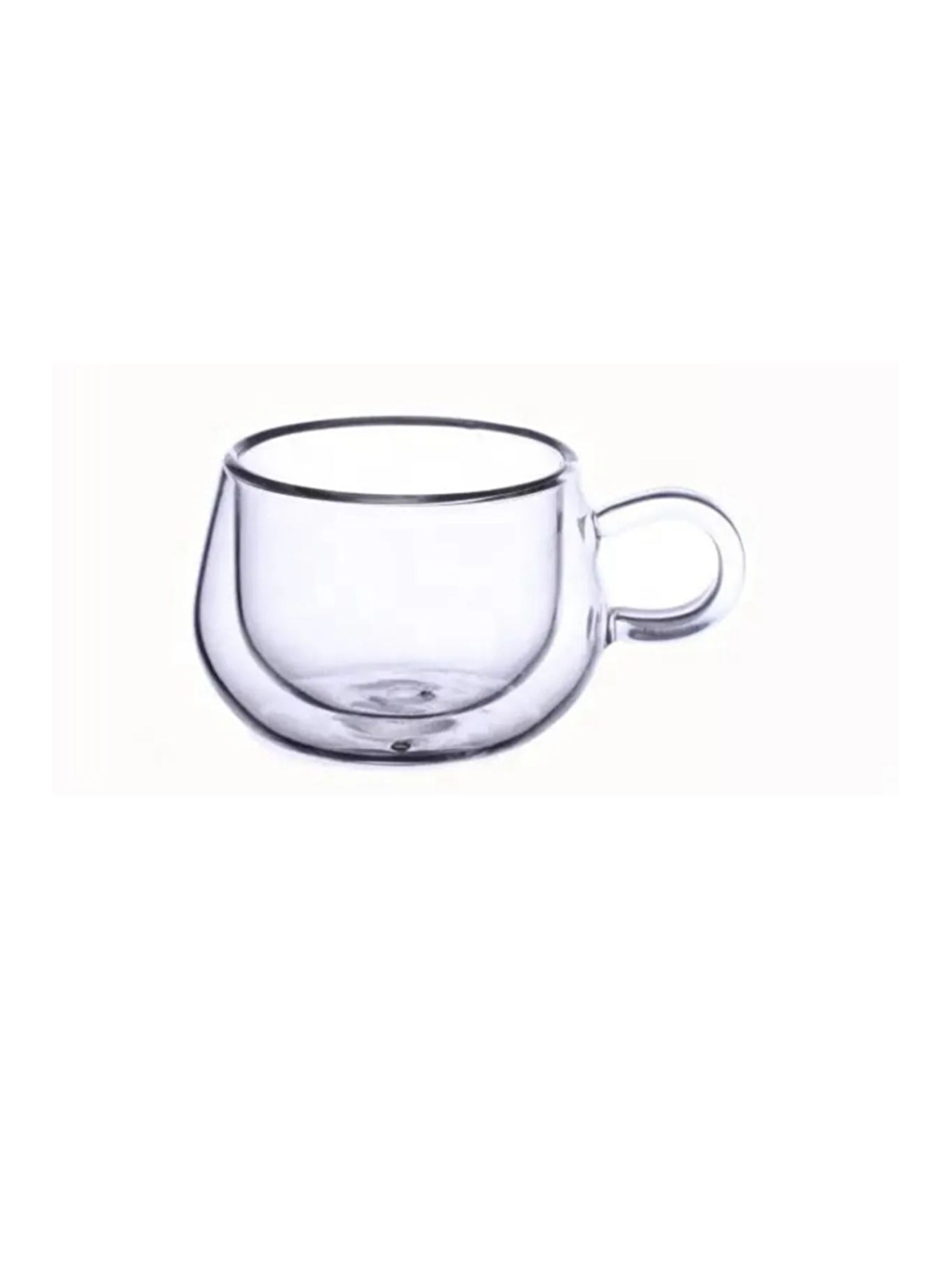 Renksiz Çift Cidarlı 200 ml Kulplu Cam Bardak  2 Adet 2673-3