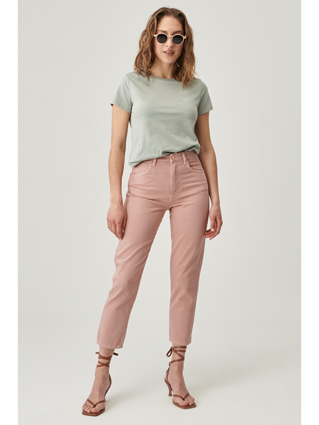 Pembe Mom Fit Denim Yüksek Bel Jean Jean Pantolon-2