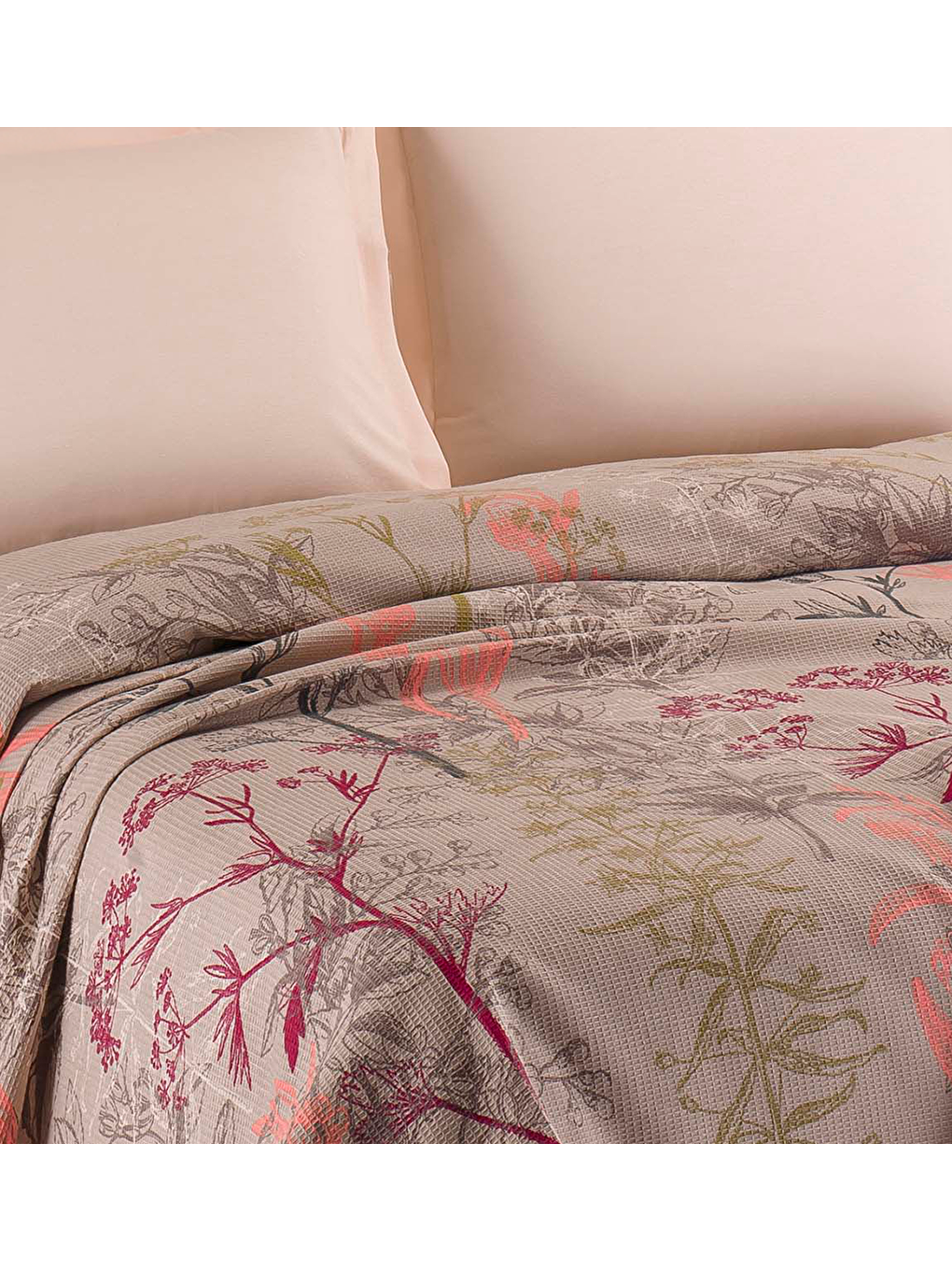 UPSTYLE Doğal Pike Baskılı Battal 220x230cm Urla Bej - 2