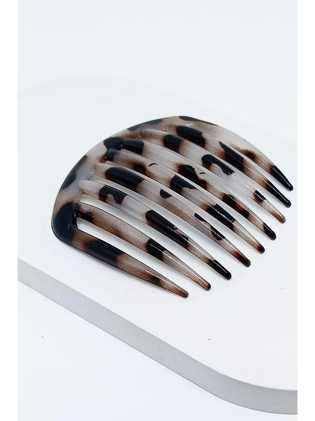 Beyaz Kaplumbağa Sırtı Elips Tarak Topuz Tokası