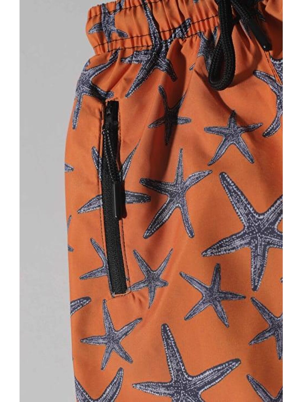 Turuncu Erkek Çocuk Bağlamalı  Yıldız Baskılı Mayo Şort (8-9 Yaş)-2