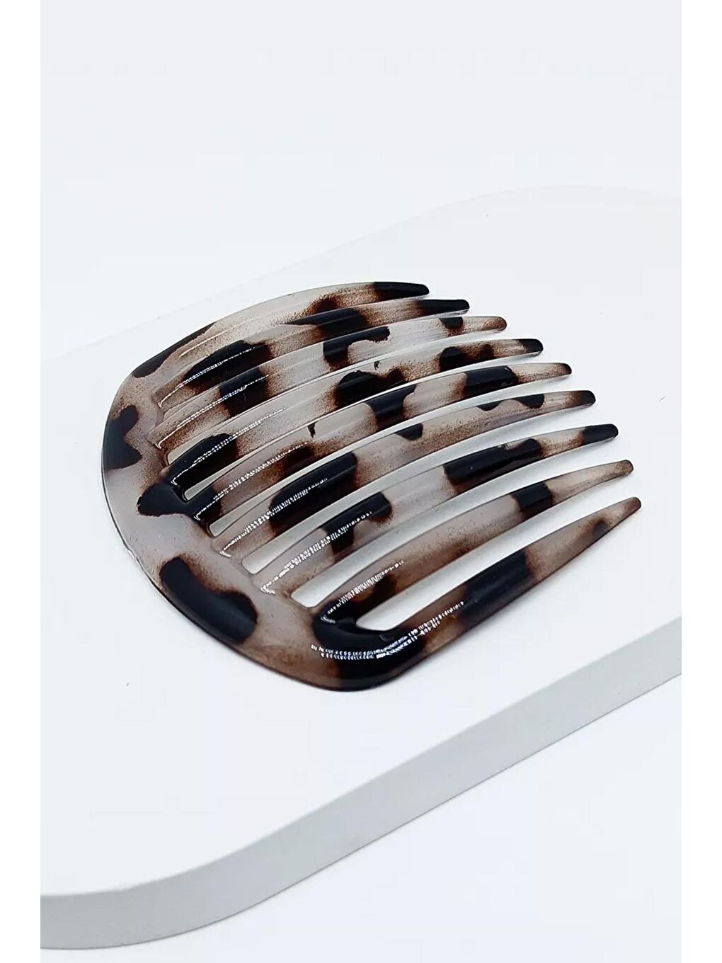 Beyaz Kaplumbağa Sırtı Elips Tarak Topuz Tokası-2