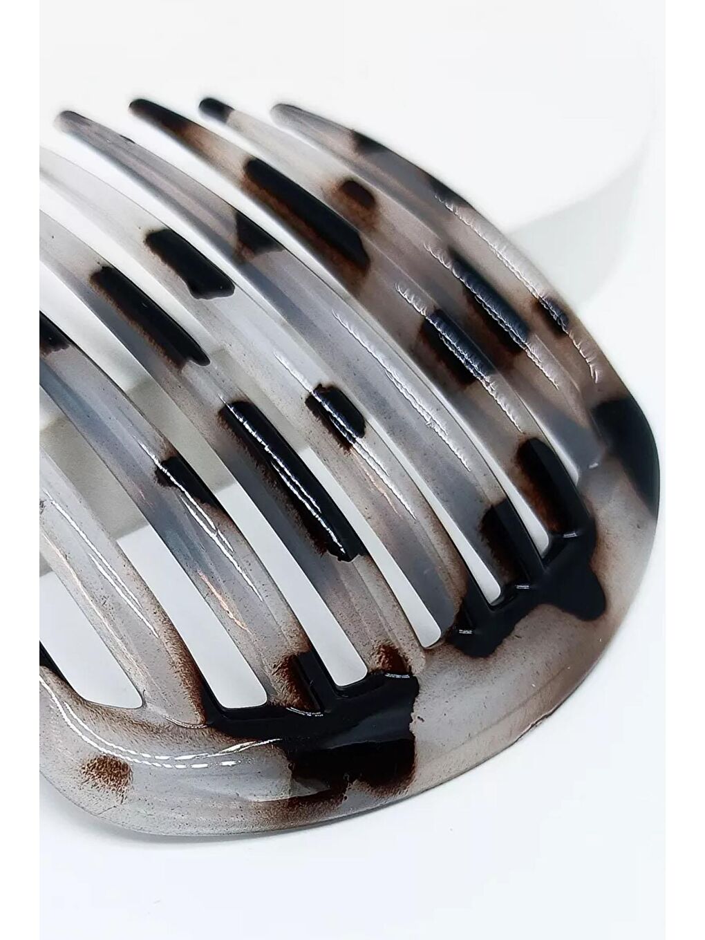 Beyaz Kaplumbağa Sırtı Elips Tarak Topuz Tokası-3