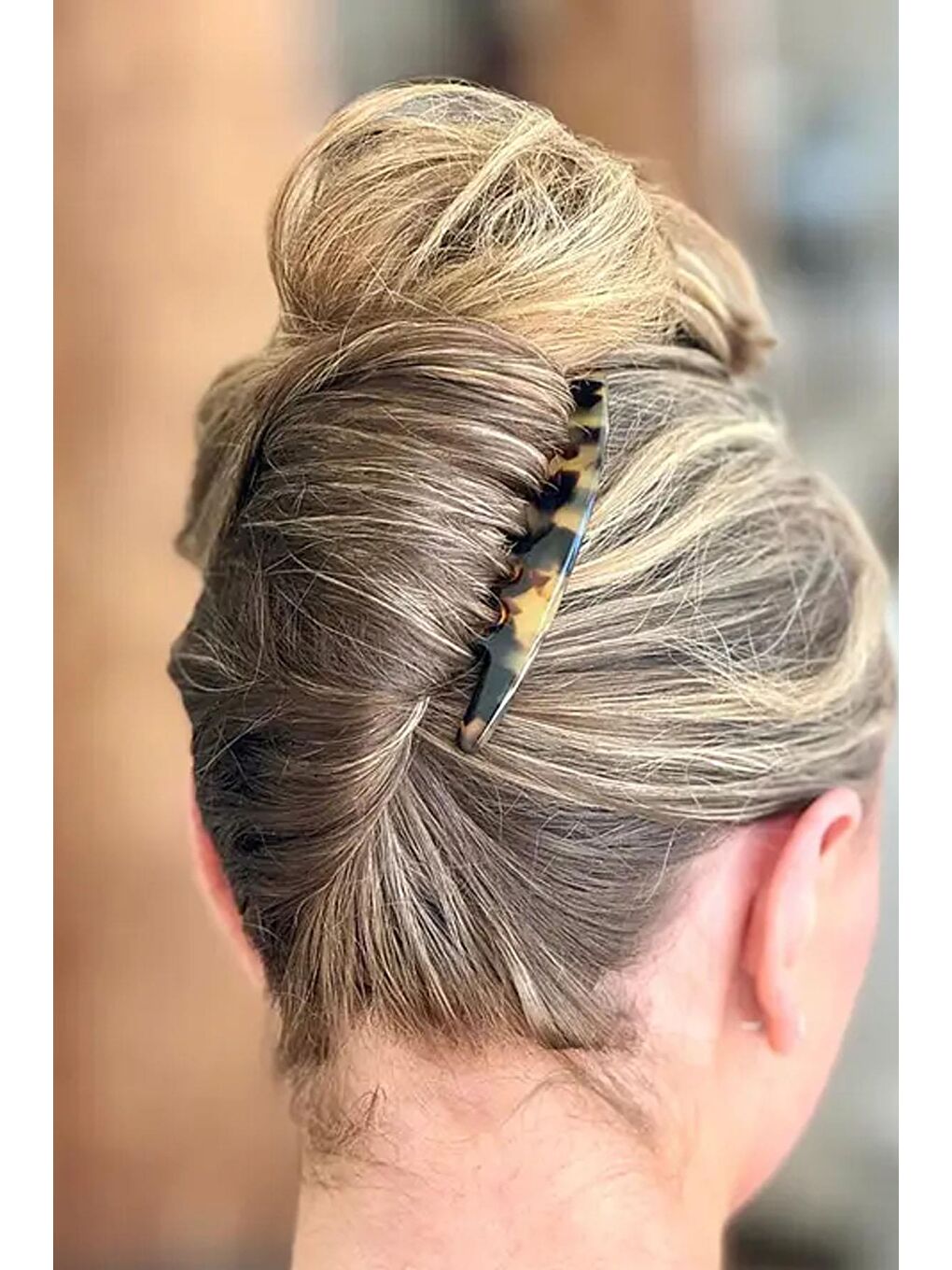 Kahverengi Kaplumbağa Sırtı Ay Tarak Topuz Tokası-1