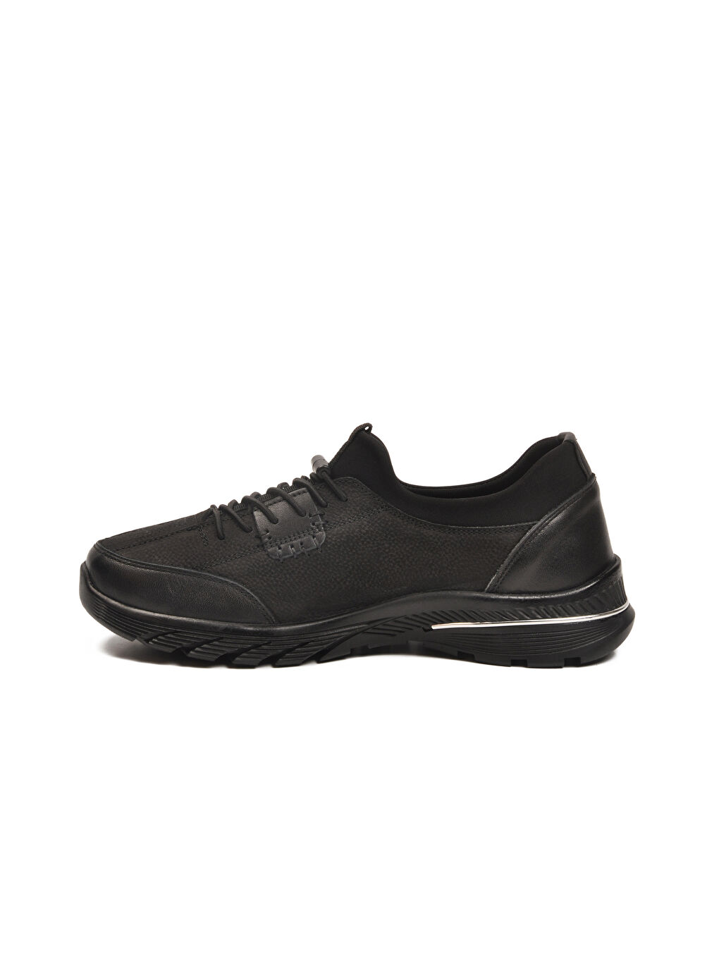 Siyah Nubuk Hakiki Deri Anatomik Kadın Casual Ayakkabı PLV061 Z-3