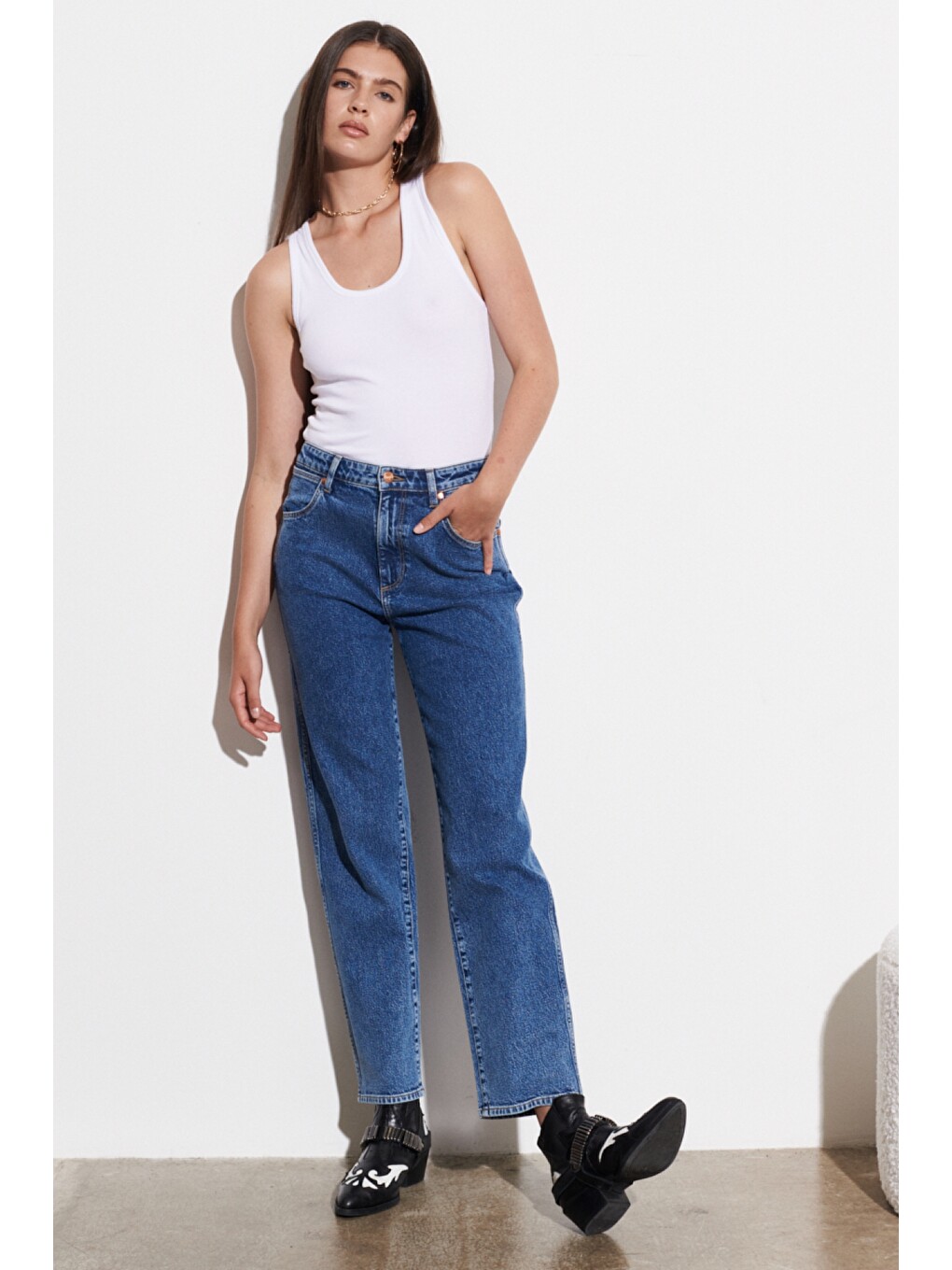 Mavi Mom Straight Fit Yüksek Bel Esnek Jean Jean Pantolon
