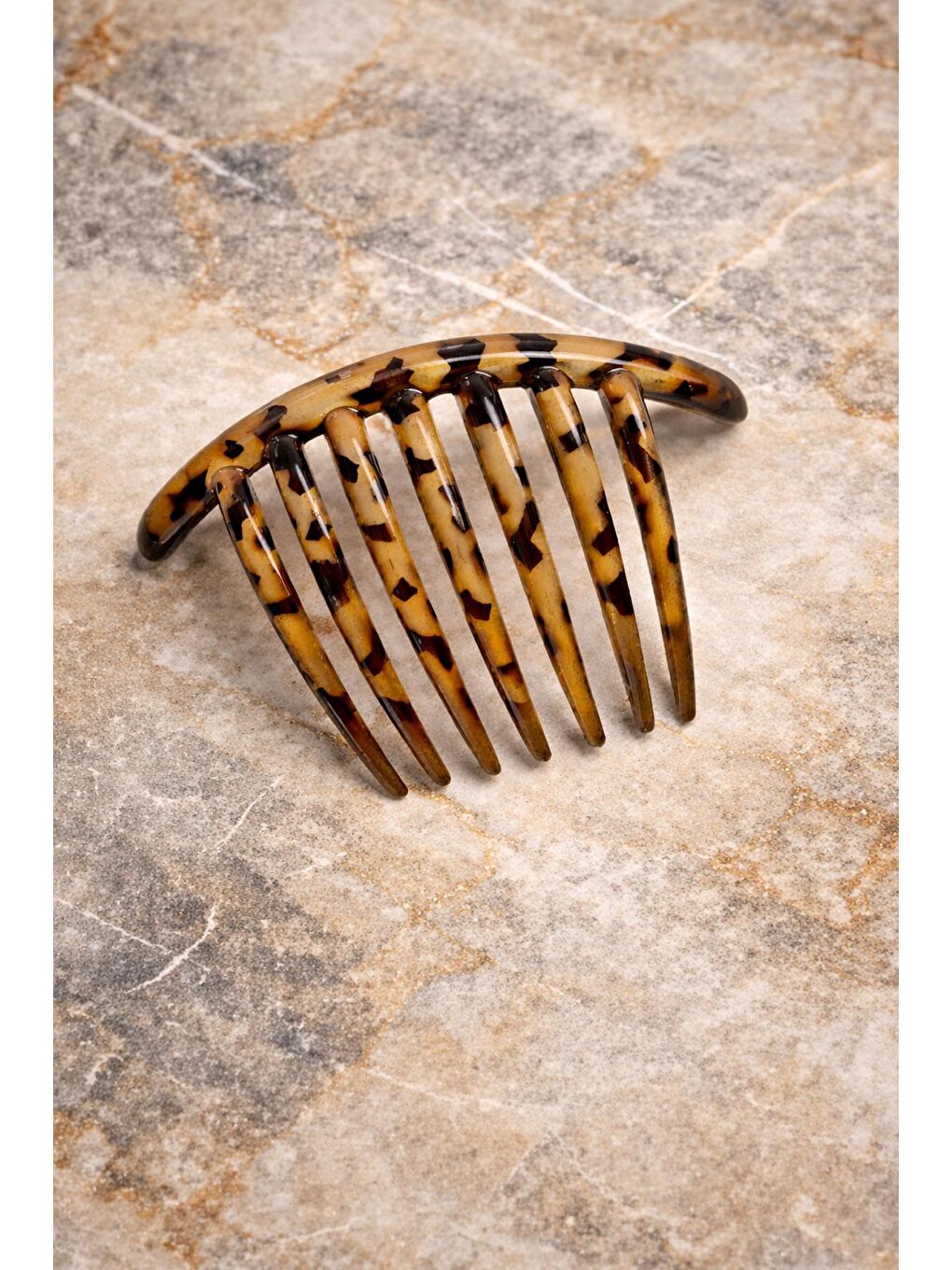 Kahverengi Kaplumbağa Sırtı Ay Tarak Topuz Tokası-2