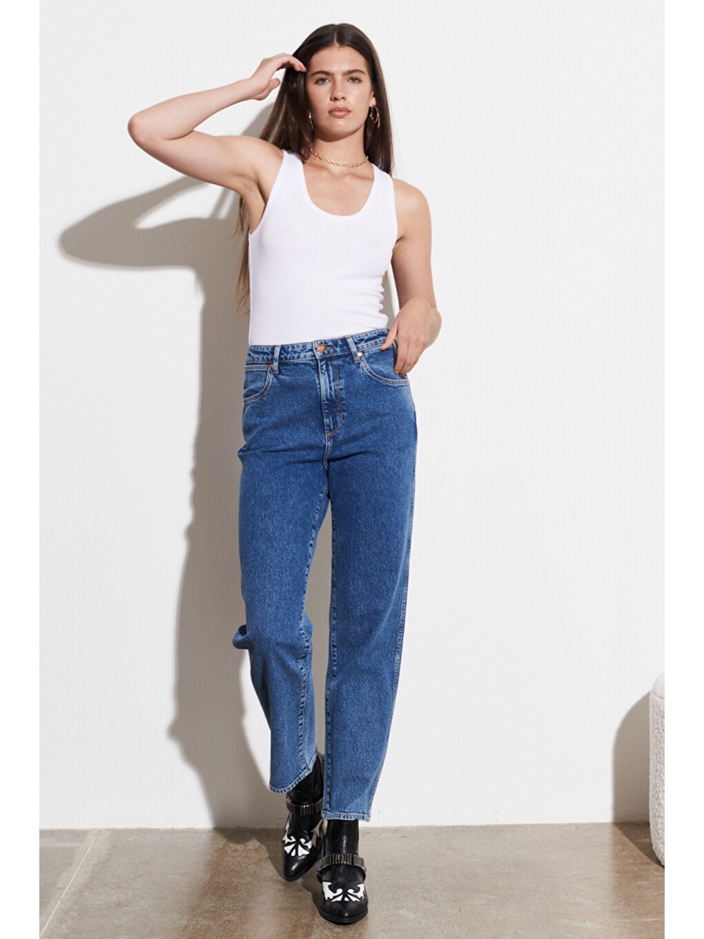 Mavi Mom Straight Fit Yüksek Bel Esnek Jean Jean Pantolon-1