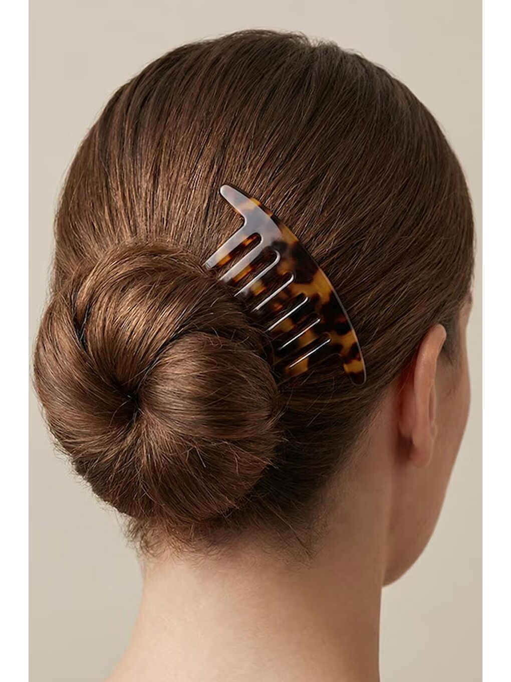 Kahverengi Kaplumbağa Sırtı Ay Tarak Topuz Tokası-3