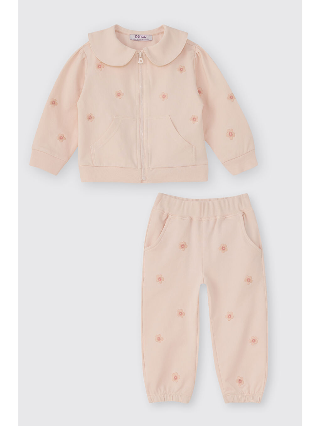 Pembe Kız Bebek 2'li Pudra Eşofman Takımı-1